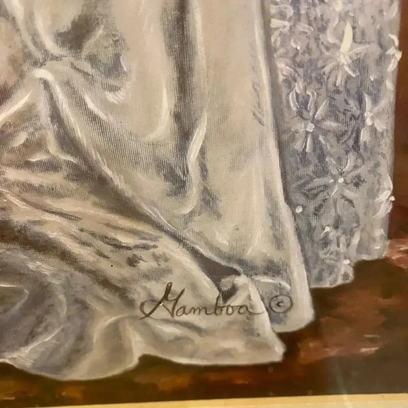 VTG Home & Garden Party Victorian Wedding Theme Gold Art Frame 18”x22” Signed - Picture 2 of 9